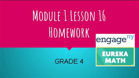 eureka math. . Lesson 16 homework 45